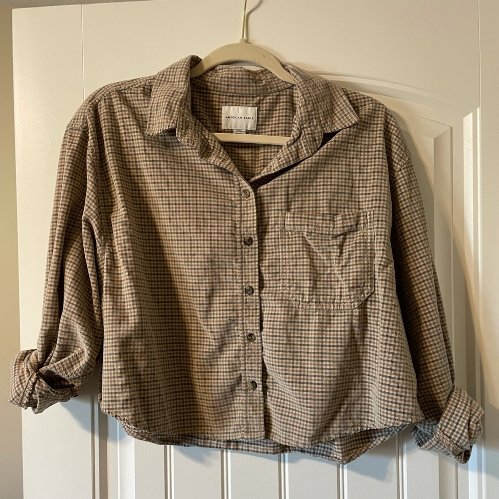 Cropped Plaid Button Up